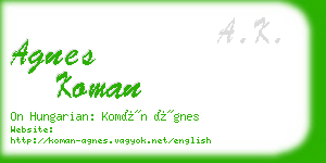 agnes koman business card